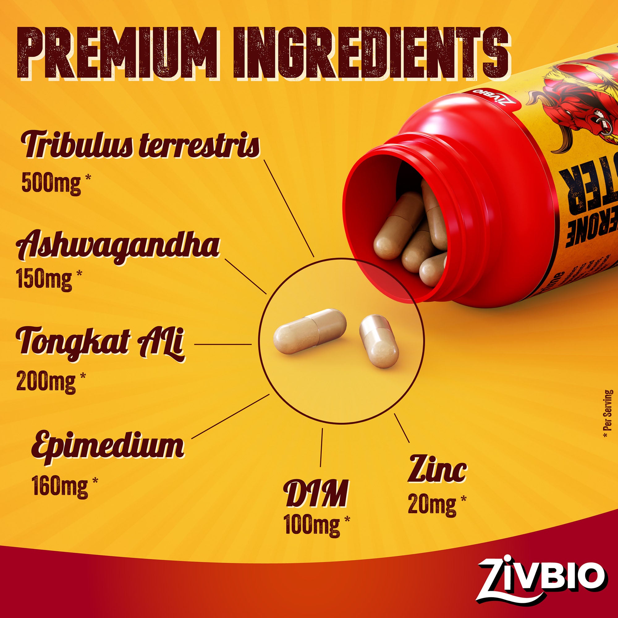 ZivBio Testosterone Booster for Men – Natural Formula | 60 Capsules