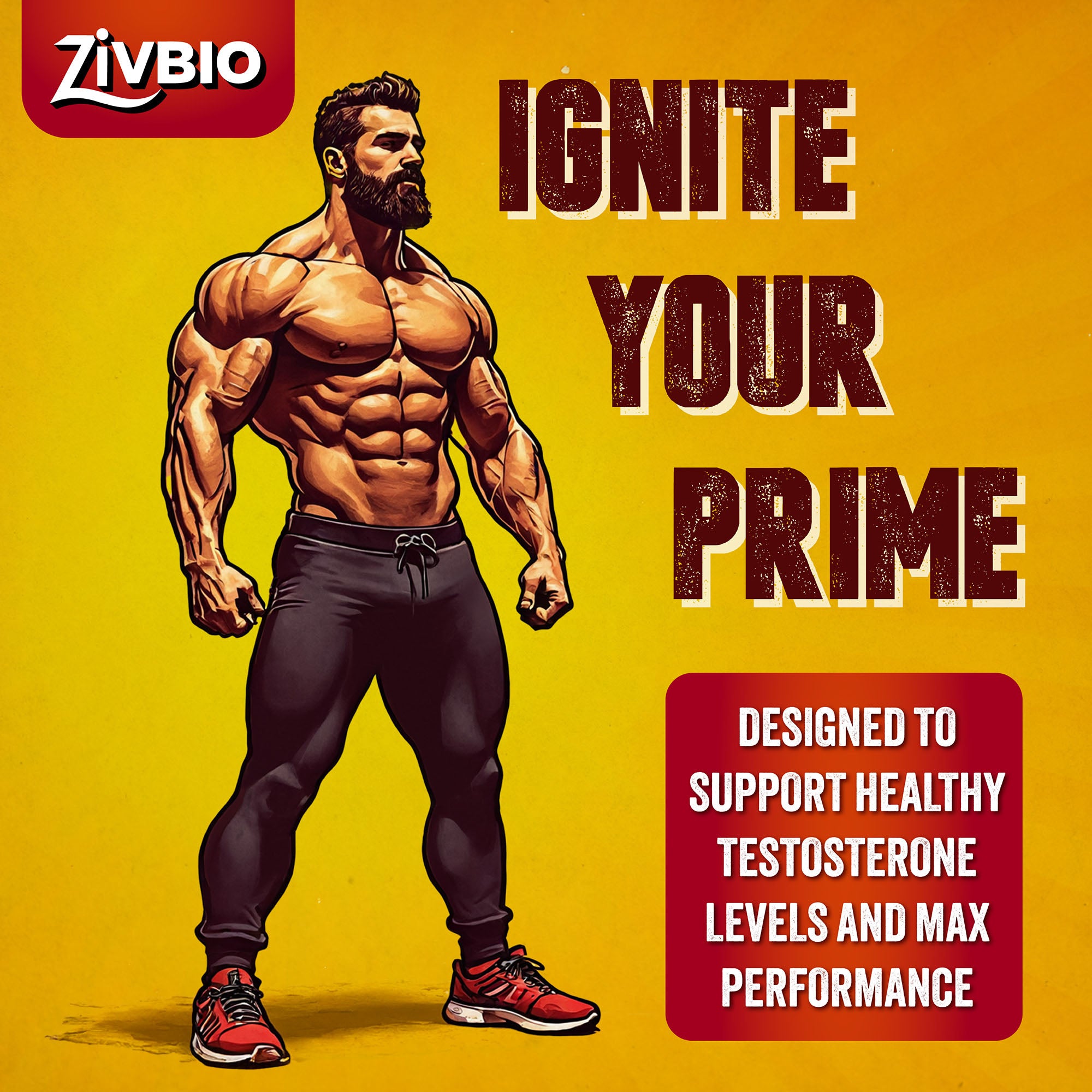 ZivBio Testosterone Booster for Men – Natural Formula | 60 Capsules