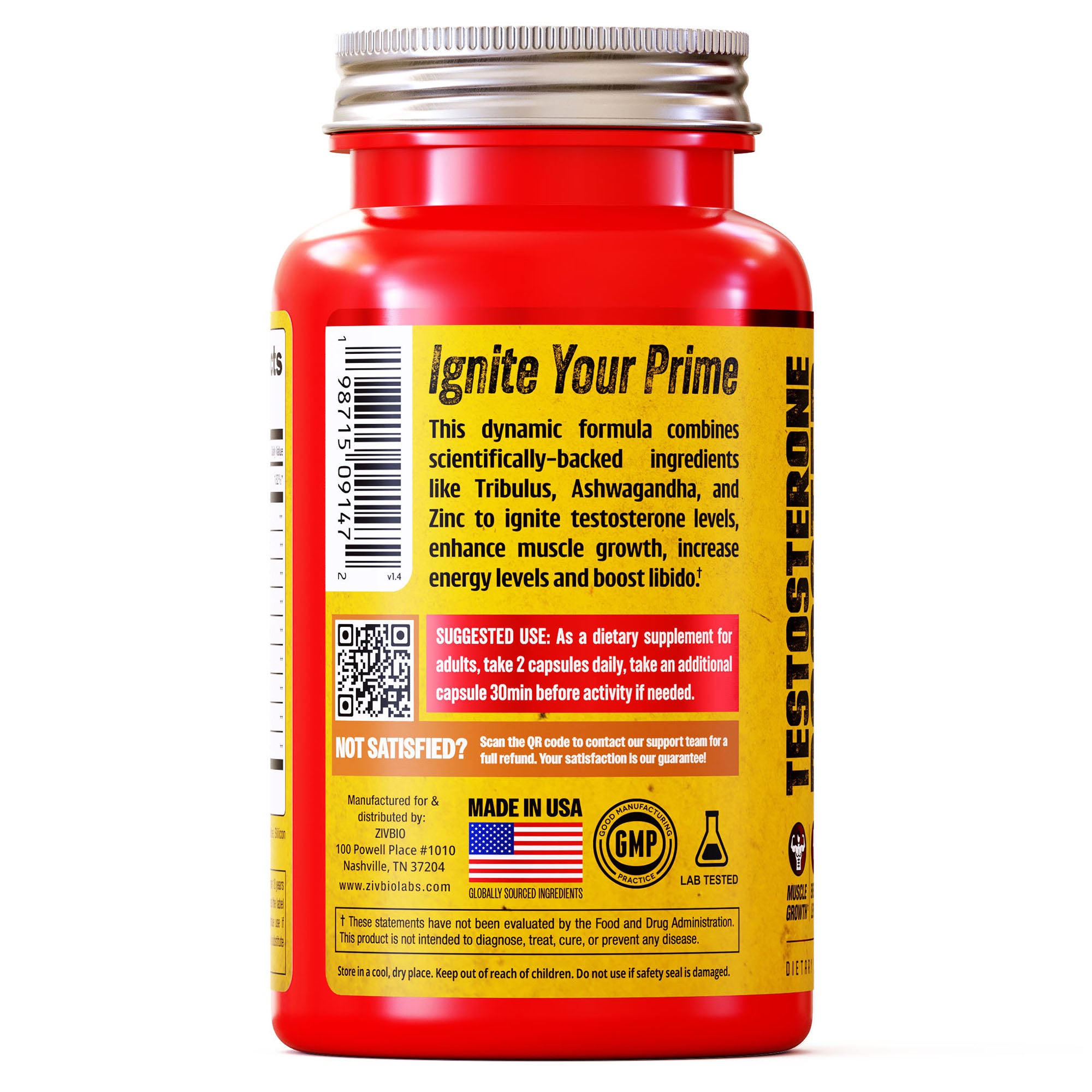 ZivBio Testosterone Booster for Men – Natural Formula | 60 Capsules